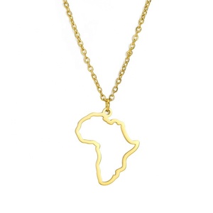 MECYLIFE-Colgante de acero inoxidable con mapa africano para mujer, joyería personalizada, collar con mapa del mundo - Product Image 1