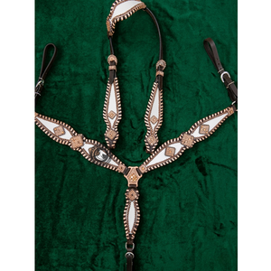 Ensemble de bride et de collier de poitrine en cuir western fait main, décoré de perles authentiques, offrant un confort supérieur - Product Image 6