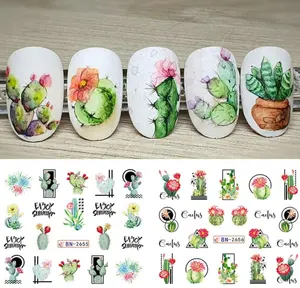 Preço por atacado Summer Day Nail Stickers Palm Tree Coconut Nail Stickers DIY Art Decalques Tiras