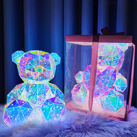 Ours en peluche lumineux tenant un coeur rouge LED ours rose pour la Saint-Valentin anniversaire anniversaire cadeau de Noël adulte enfant présent