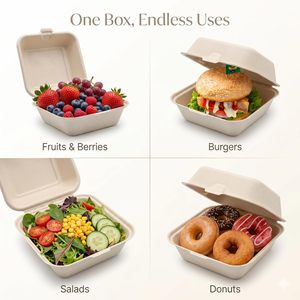 Caja Biodegradable Personalizada al por Mayor para Hamburguesas, Envase de Comida Rápida, Caja para Llevar, Caja Tipo Concha para Hamburguesas - Product Image 3