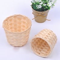 Bambou Tissage Fleur Panier Porte-Crayon Bureau Bureau Stylo Pot Tasse Cas Conteneur Organisateur Durable Trousse À Crayons