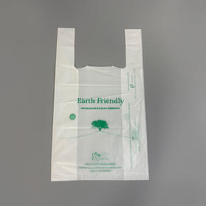 Bolsas de Camiseta de LDPE Reciclado con Logotipo Personalizado, Bolsas Ecológicas para Llevar Comida y Compras, Color Blanco, Impresión por Grabado, Venta al Por Mayor - Product Image 1