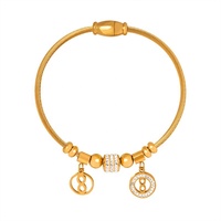 Bracelets de manchette pour femmes en acier inoxydable plaqué or de haute qualité, faits à la main, avec zircon, formes multiples (cœur, ciel étoilé, chiffres)
