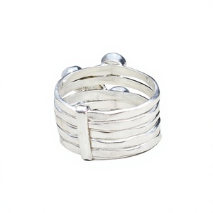 Anillo Artesanal de Plata de Ley 925 con Incrustaciones de Piedras de Luna Arcoíris Multicapa, Joyería Unisex en Capas, Proveedor Mayorista - Product Image 5