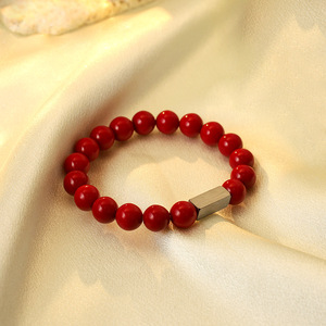 Stainless Steel Volcanic Rock Beaded <b>Bracelet</b> Frosted Beads White Turquoise Couple Gift Unisex Jewelry - Product Image 3