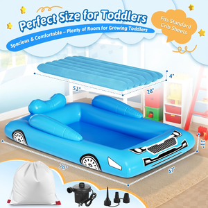 Cama de Viaje Inflable para Niños Pequeños con Tienda de Campaña, Cuna Plegable y Portátil para Niños Pequeños - Colchón de Aire Inflable para Niños con Parachoques de Seguridad - Product Image 2