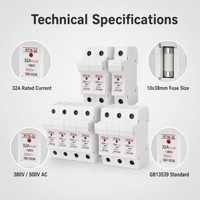 Support de Fusible Modulaire en Plastique 1P 2P 3P 4P avec Indicateur LED, Porte-Fusible en Cuivre Résistant aux Hautes Températures, Certifié IEC AC