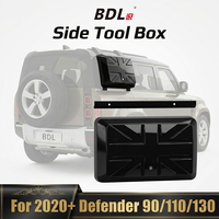 Boîte à outils latérale à fixer par boulons, compatible avec Land Rover New Defender L663 90 110 130 2020+, noir brillant avec graphique drapeau