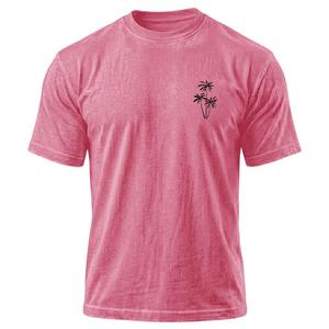 T-shirt pour homme à imprimé palmier délavé à l'acide, col rond décontracté, manches courtes, coupe ample, en coton, style streetwear - Product Image 4