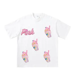 2024 Stylish Full Patterns Printing Pink T Shirt Different Designs Kids T shirt