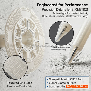 Clavo de Fijación de Espuma Térmica de Plástico HDPE con Arandela Blanca de Alta Densidad <span class=keywords><strong>para</strong></span> Fijación de Capas de Aislamiento - Product Image 3