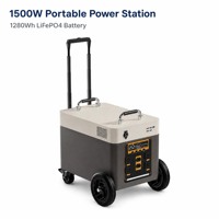 Station d'alimentation mobile 1500W 1280Wh Batterie LiFePO4 4S1P 100Ah avec une durée de vie de plus de 3000 cycles et panneau de sortie multi-ports