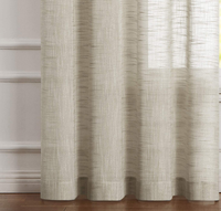 Rideaux en lin transparent sur mesure à œillets, jacquard écologique avec motif imprimé intégré, à ouverture bipartite gauche/droite