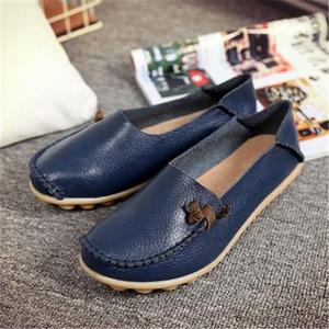 Moda Feminina Deslizamento Na Primavera Estilo Coreano Pu Leather <span class=keywords><strong>Flats</strong></span> Soft Bottom Peas Mother's Shoes - Product Image 4