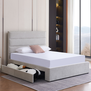 Lit double king size moderne de luxe avec cadre en bois et rangement, idéal pour la chambre à coucher, la maison ou l'hôtel - Product Image 1
