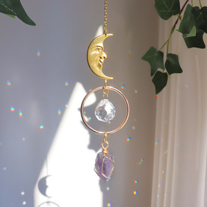 Attrape-soleil de luxe en cristal en forme de lune, créateur <span class=keywords><strong>d</strong></span>'arc-en-ciel, ornement suspendu, prisme en pierre naturelle brute, carillon éolien, <span class=keywords><strong>d</strong></span>écoration de fenêtre bohème - Product Image 6