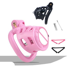 FRRK-271 Cage à pénis en résine ABS avec tube en métal/silicone, dispositif de chasteté pour pénis, dispositif de restriction du pénis pour la pratique BDSM, retenue de l'orgasme pour hommes - Product Image 1