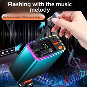 12V 24V Multi Port Super Schnell ladegerät Typ C Handy adapter Elektrisch 4 in 1 Einziehbares Auto ladegerät mit LED-Licht - Product Image 5