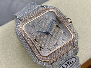 Montre mécanique de luxe rectangulaire avec alarme de plongée, zircon moissanite VVS, logo personnalisable, cadran à aiguilles, argent, unisexe - Product Image 3