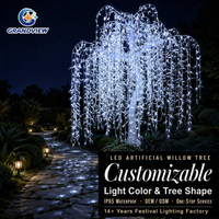 Arbres artificiels en saule pleureur lumineux à LED personnalisés pour l'extérieur, IP65, pour la décoration des parcs, des jardins et des aménagements paysagers