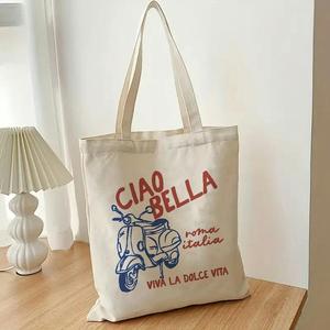 Bolsa de Tela con Estampado de Ciao <span class=keywords><strong>Bella</strong></span> <span class=keywords><strong>Roma</strong></span> Italia, Ideal para Uso Diario, Compras, Escuela y Viajes - Product Image 2