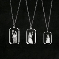 Boîte cadeau en verre transparent pour collier, emballage rectangulaire, pendentifs en cristal avec gravure laser 2D pour les amoureux, cadeaux de mariage