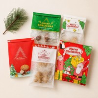 Sacs à biscuits de Noël vert émeraude avec fenêtre transparente, fermeture à lien métallique, pochette autoportante pour biscuits, bonbons, noix et café, logo imprimé