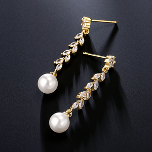 RAKOL EP5309 Femmes Boucles D'oreilles Cubique Zircon Perle Boucles D'oreilles Baroque Exquis Femmes Élégant Bijoux De Mariage Boucles D'oreilles De Mariée - Product Image 4