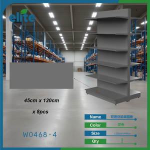 Elite Double-Sided Shelf Base Plate 120cm x 45cm Metal Iron Dark Gray Floor Mount Supermarket Use W0468-4 - Product Image 2