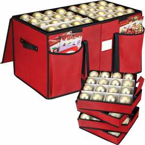 Nouvelle conception de décoration en tissu, boîtes de rangement pour 128 boules, organisateur de boules de Noël pliable, boîte de rangement - Product Image 2
