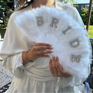 LUYI Ventaglio Soffice con Perle Bianco Rosa Nero Rosso per Addio al Nubilato, Matrimonio, Doccia Nuziale, Accessori per Foto - Articoli Caldi per Feste - Product Image 3