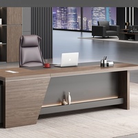 Bureau de direction en bois moderne HongQiao au design rétro classique, extensible et modulaire, mobilier de bureau pour PDG et managers, style industriel