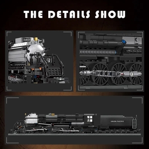 BigBoy 1608 pezzi di mattoni per treno modello di locomotiva 78CM Set di giocattoli in plastica ABS 3D City truck per il XIX secolo - Product Image 6