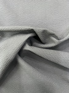 Grey vertical ribbed <b>bubble</b> knit fabric stretch textured cloth for sportswear casual apparel - Product Image 1