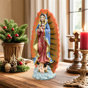 Estatua religiosa <span class=keywords><strong>de</strong></span> Madonna, adorno <span class=keywords><strong>de</strong></span> resina, Nuestra Señora <span class=keywords><strong>de</strong></span> <span class=keywords><strong>Guadalupe</strong></span>, decoraciones navideñas para el hogar para la oración - Product Image 2