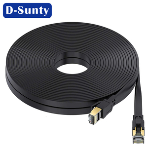 Cat8 Flat SFTP <b>Ethernet</b> <b>Cable</b> Bare Copper Conductor 30AWG RJ45 Connector Black White 1M 2M 3M 5M 10M 15M <b>20M</b> 30M Network Patch C - Product Image 5