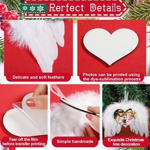 <b>Angel</b> Feather Wings Sublimation <b>Ornament</b> Blanks DIY White <b>Angel</b> Wing for Craft Cute Hanging Family Photo Memorial <b>Ornament</b> Party - Product Image 2