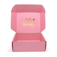 Boîte d'expédition en carton ondulé rose personnalisée, écologique, imprimée et gaufrée, prix usine