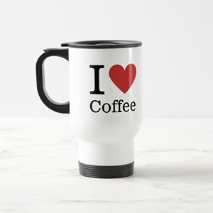 I Love Coffee Mugs Dos tonos Color Negro Interior y mango Tazas de sublimación de cerámica de 11oz - Product Image 4