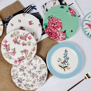 Assiettes à vaisselle plates en porcelaine d'os créatives personnalisées Assiettes ménagères en céramique occidentale <span class=keywords><strong>Assiette</strong></span> de présentation de style pastoral - Product Image 1