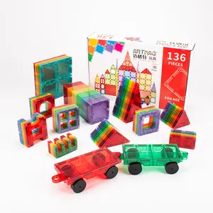 Piastrelle magnetiche giocattoli nuovo aggiornamento blocchi magnetici 3D Oversize, 136 pezzi, giocattoli educativi di ispirazione