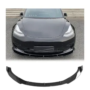 2017-2023 für Tesla Model 3 Limousine 4-türige Front stoßstangen lippe, IKON Style Gloss Black PP Front stoßstange unten