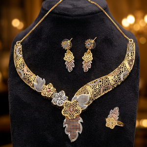 Conjunto de collar moderno de 3 tonos, joyería de moda personalizada con material de Latón chapado en oro, conjunto de joyería tricolor - Product Image 4
