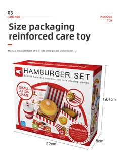 <strong>Wooden</strong> Children's Puzzle House Hamburger Set, Baby <strong>Food</strong> Cognition, Male and Female Role-playing <strong>Toys</strong> - Product Image 3
