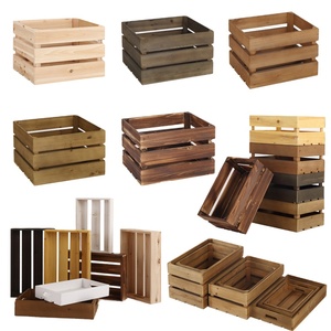 Set of 3 Nesting Rustic Decorative Wooden Crates Distressed Crates Storage Container for Storage with Handle