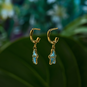 Pendientes de Moda con Forma de Estrella, Esmalte Azul, Chapado en Oro, Acero Inoxidable 316L, Joyería Sostenible y Resistente - Product Image 3