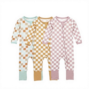 Babylovey MOQ Kerst Baby Rompers Groothandel Kleding Streepjes Sterren Bamboe Slaapkleertjes Pyjama's Pasgeboren Romper 2-weg Rits YKK - Product Image 2