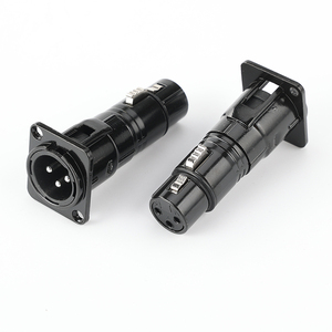 Black 3Pin Mic XLR Male <strong>to</strong> Female Pass Through Converter Feed Panel Mount Adapter - Product Image 1