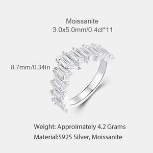 Anello di Lusso in Moissanite di Alta Qualità, Taglio Smeraldo Rettangolare, Argento Sterling 925, per Uomo e Donna - Product Image 5